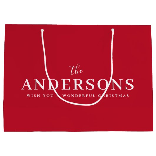 Elegant kerst | Bright Red Modern stijlvolle naam Groot Cadeauzakje (Achterkant)