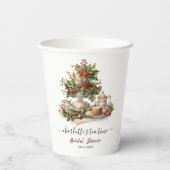 Elegant Kerst Bruidsfeestje Theetijd Feestje Papieren Bekers (Achterkant)