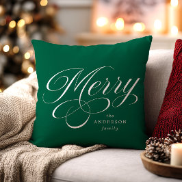 Elegant Kerst Calligrafie Schrift Groen Vakantie Kussen