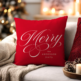 Elegant Kerst Calligrafie Schrift Rode Vakantie Kussen