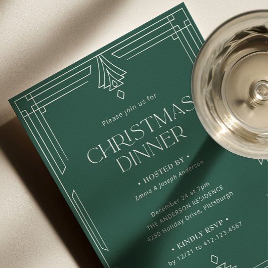 Elegant Kerst Dinner | Groene Feestdagen Kaart