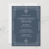 Elegant Kerst Dinner | Marineblauwe Feestdagen Kaart (Voorkant)