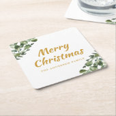 Elegant kerst-eucalyptusWaterverf Kartonnen Onderzetters (Schuin)