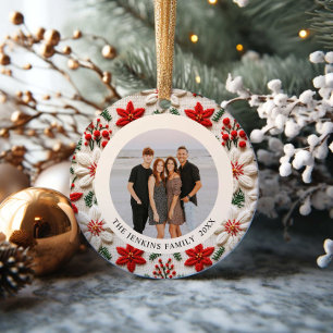 Elegant Kerst Familie Foto Ornament