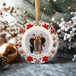 Elegant Kerst Familie Foto Ornament