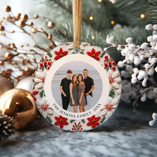 Elegant Kerst Familie Foto Ornament