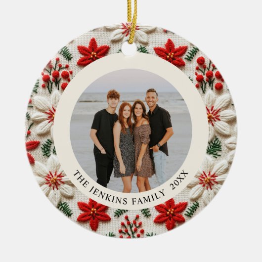 Elegant Kerst Familie Foto Ornament (Voorkant)