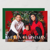 Elegant Kerst feestdagen Script Familie Een foto Feestdagenkaart (Voorkant / Achterkant)