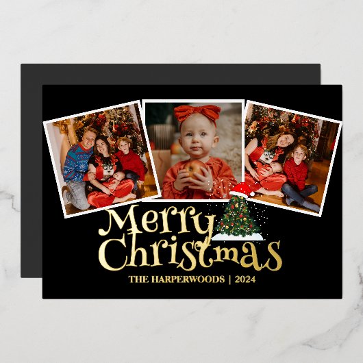 Elegant Kerst feestdagen Script Family 3 Foto (Voorkant / Achterkant)