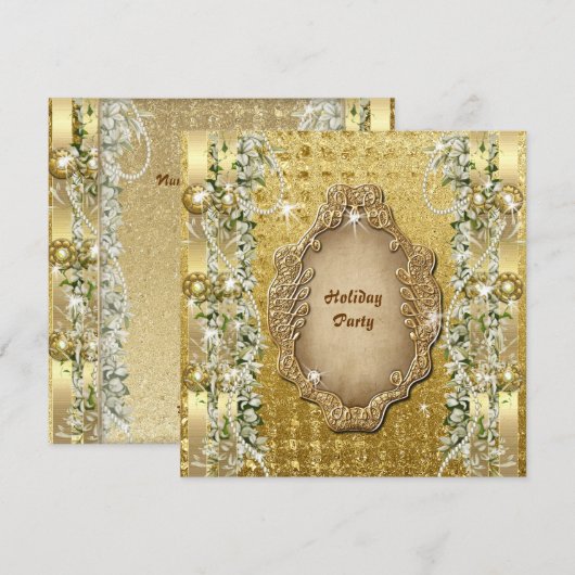 Elegant Kerst "feestelijke party" goud op maat Kaart (Voorkant / Achterkant)