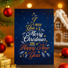 Elegant Kerst & Gelukkig Nieuwjaar Wenskaart