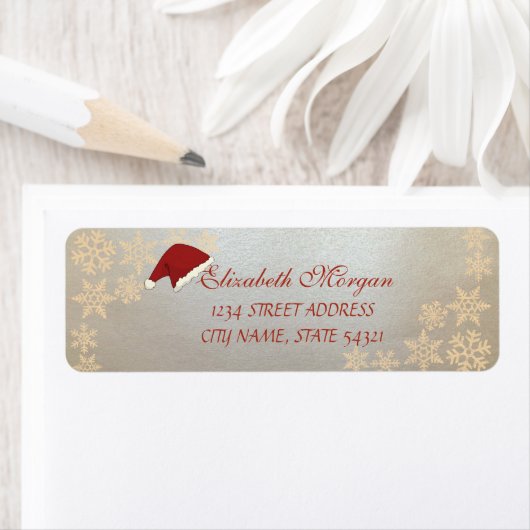 Elegant kerst glittery Snowflakes, Santa Hat Etiket (Insitu)