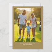 Elegant Kerst Golfkar Ornament · Foto Goud Feestdagenkaart (Achterkant)