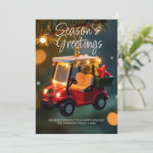 Elegant Kerst Golfkar Ornament · Goud Feestdagenkaart (Staand voorkant)