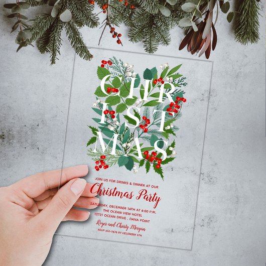 Elegant KERST groen Acryl Uitnodigingen
