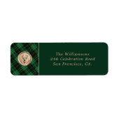 Elegant Kerst Groen Geruit Retouradres Etiket (Voorkant)