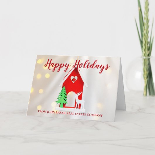 Elegant kerst House Custom Real Estate Company Feestdagen Kaart (Voorkant)