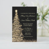 Elegant Kerst Huwelijk Goud Zwart RSVP Kaartje (Staand voorkant)