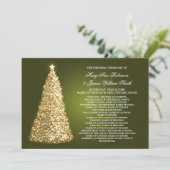 Elegant Kerst Huwelijksprogramma Goud Groen Kaart (Staand voorkant)
