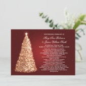 Elegant Kerst Huwelijksprogramma Goud Rood Programmakaart (Staand voorkant)