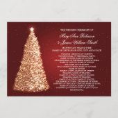 Elegant Kerst Huwelijksprogramma Goud Rood Programmakaart (Voorkant)