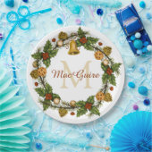 Elegant Kerst Krans Monogram Initiaal Papieren Bordje (Feest)