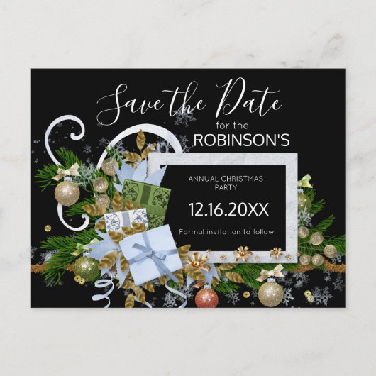 Elegant Kerst Lijst Save the Date Briefkaart (Voorkant)