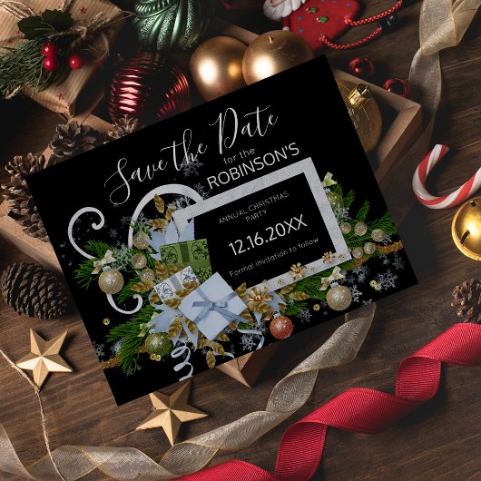 Elegant Kerst Lijst Save the Date Briefkaart