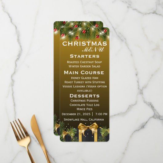 Elegant kerst menu (Voorkant / Achterkant in situ)