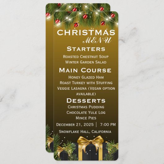 Elegant kerst menu (Voorkant / Achterkant)