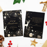 Elegant Kerst Modern Feestelijk Winter Wonderland Feestdagenkaart<br><div class="desc">Deze opvallende Elegant Christmas Modern Festive Winter Wonderland Holiday Kaart is geplaatst tegen een opvallende zwarte achtergrond en beschikt over luxe vakantieaccenten die meteen in het oog springen. Elk detail weerspiegelt een unieke mix van elegantie en hedendaagse flair, waardoor het perfect is voor degenen die de fijnere dingen waarderen. Met...</div>