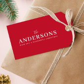 Elegant kerst | Moderne, minimale helderrode naam Cadeaulabel