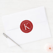 Elegant Kerst Monogram Pine takken Adres Ronde Sticker (Envelop)