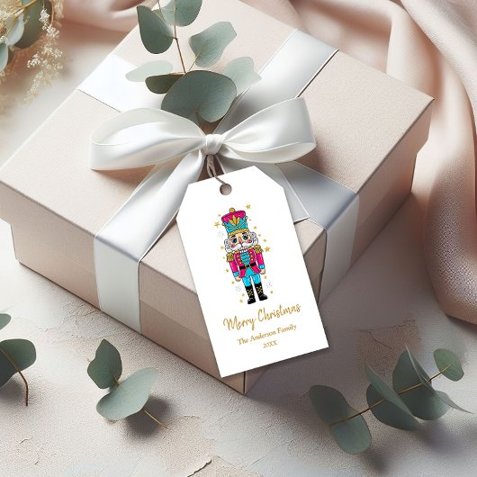 Elegant Kerst Notenkraker Feest | Gouden Glitters Cadeaulabel