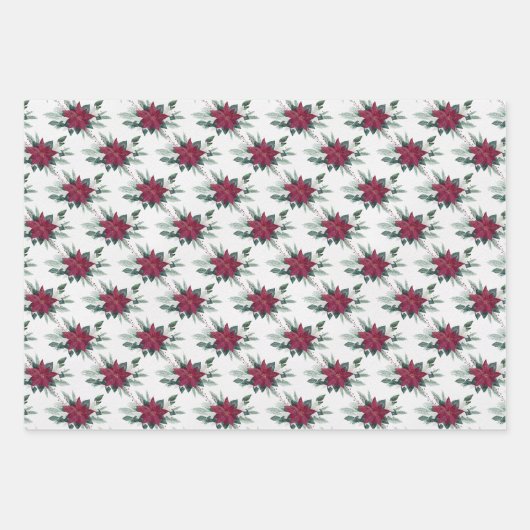 Elegant Kerst Paarse Bloemen Diamantpatroon Inpakpapier Vel (Voorkant 3)