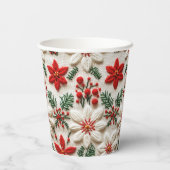 Elegant Kerst Party Rode Bloemen Papier Cup Papieren Bekers (Achterkant)