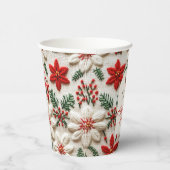Elegant Kerst Party Rode Bloemen Papier Cup Papieren Bekers (Rechts)