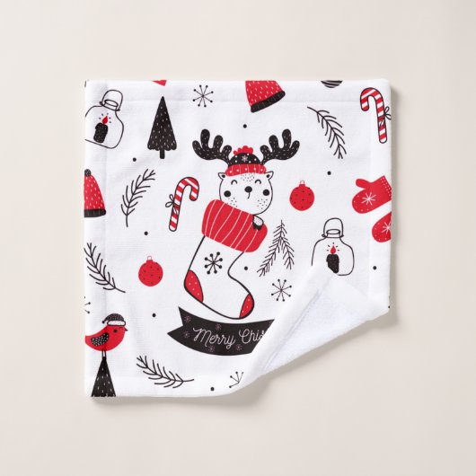 Elegant kerst patroon bad handdoek (Wasdoekje)