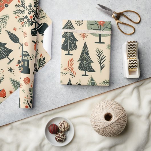 Elegant Kerst Patroon Inpakpapier (Crafts)