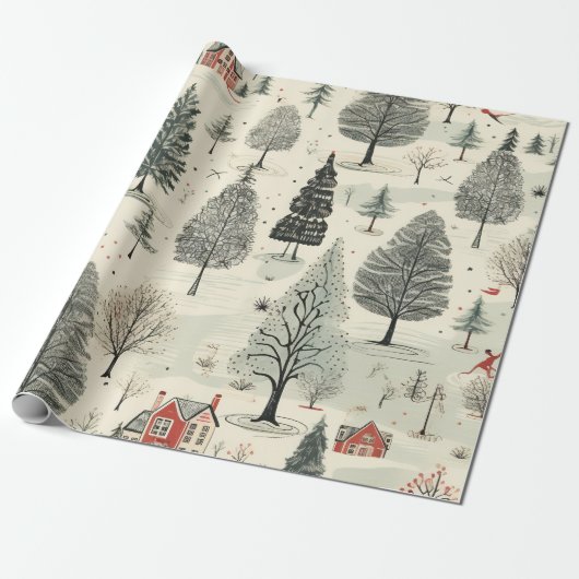  Elegant Kerst Patroon Inpakpapier (Uitgerold)