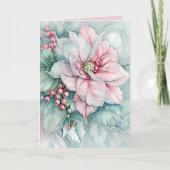 Elegant kerst Poinsettia Floral Feestdagen Kaart (Voorkant)