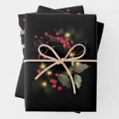 Elegant kerst Poinsettia Holly Eucalyptus Pine Inpakpapier Vel (In situ)