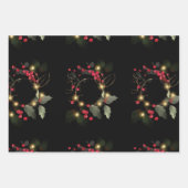 Elegant kerst Poinsettia Holly Eucalyptus Pine Inpakpapier Vel (Voorkant)