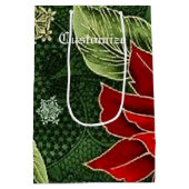 Elegant kerst Poinsettia Medium Cadeauzakje (Achterkant)