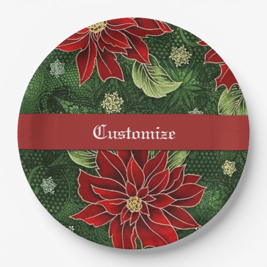 Elegant kerst Poinsettia Papieren Bordje (Voorkant)