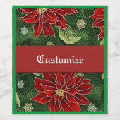 Elegant kerst Poinsettia Wijn Etiket (Enkel label)