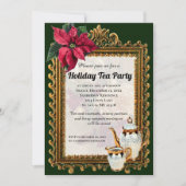 Elegant kerst Pointsettia Tea Party Invitation Kaart (Voorkant)