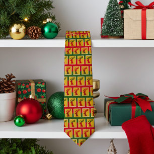 Elegant kerst-reindeerpatroon in groen rood goud stropdas