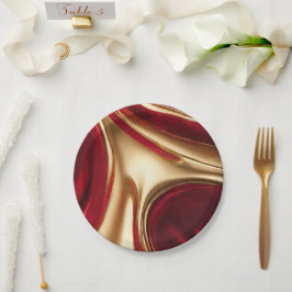 Elegant kerst-rood en goud- papieren bordje