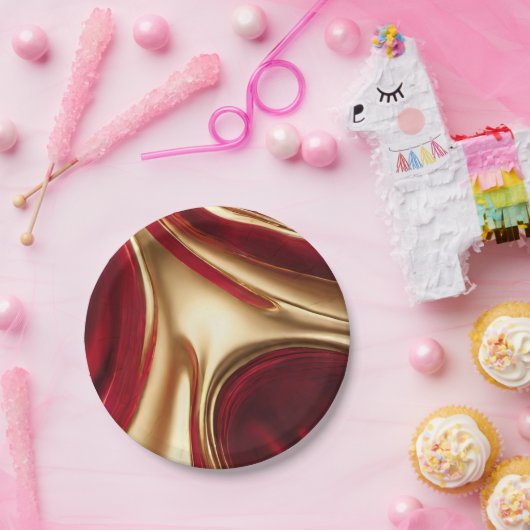 Elegant kerst-rood en goud- papieren bordje (Feest)